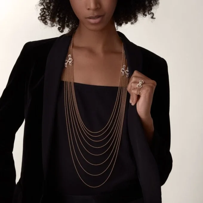 Agrafe Long Necklace, Semi-Paved
