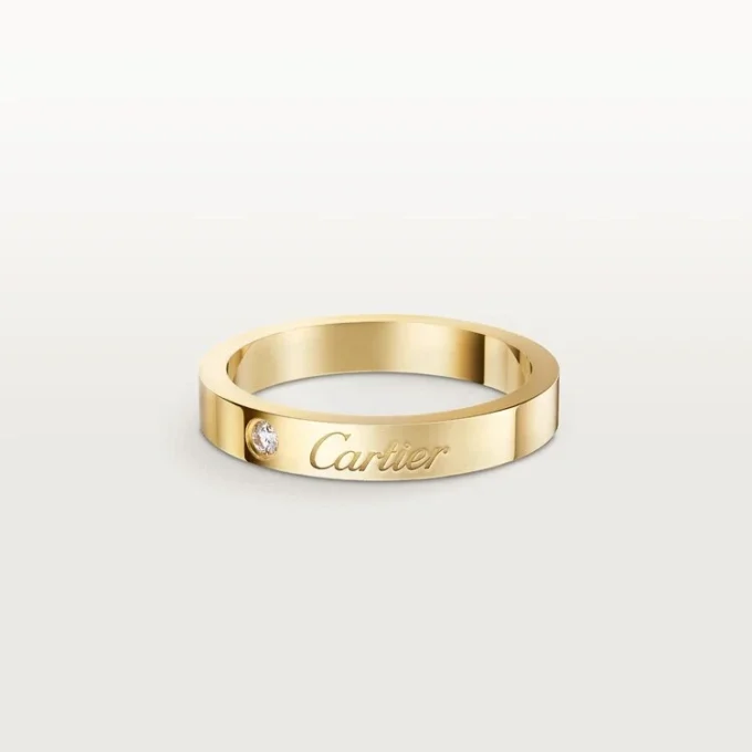 C De Cartier Wedding Band, 3 Mm Width, 1 Diamond