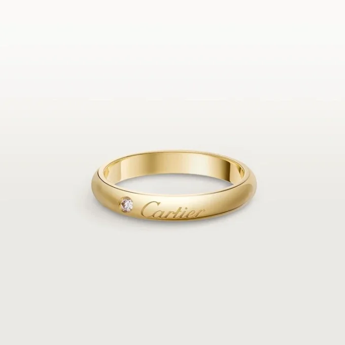 C De Cartier Wedding Band, 3 Mm Width, 1 Diamond