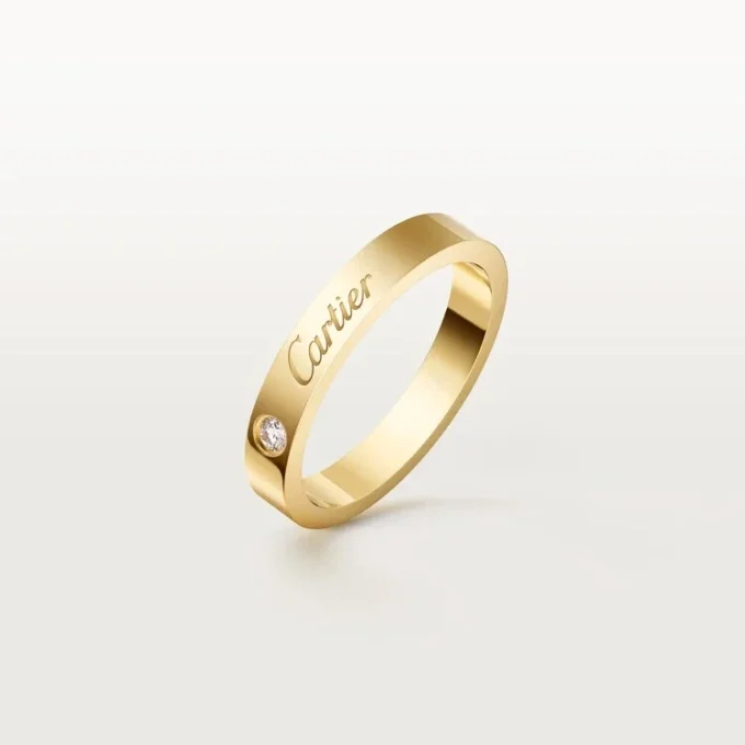 C De Cartier Wedding Band, 3 Mm Width, 1 Diamond