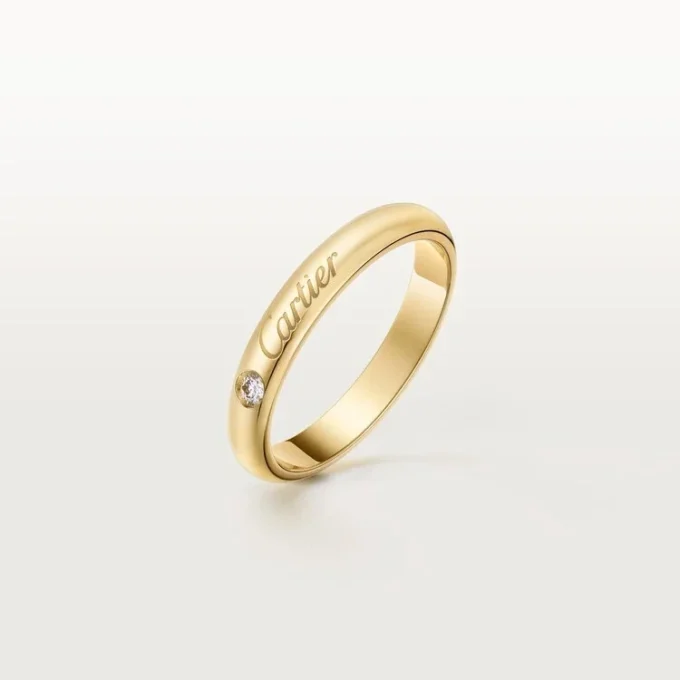 C De Cartier Wedding Band, 3 Mm Width, 1 Diamond