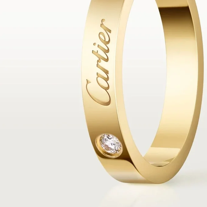 C De Cartier Wedding Band, 3 Mm Width, 1 Diamond