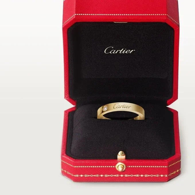 C De Cartier Wedding Band, 3 Mm Width, 1 Diamond
