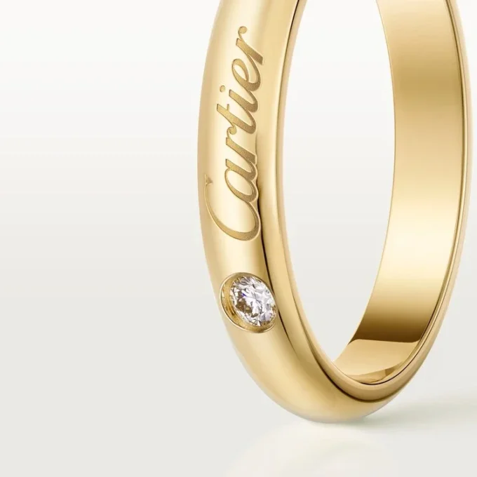 C De Cartier Wedding Band, 3 Mm Width, 1 Diamond