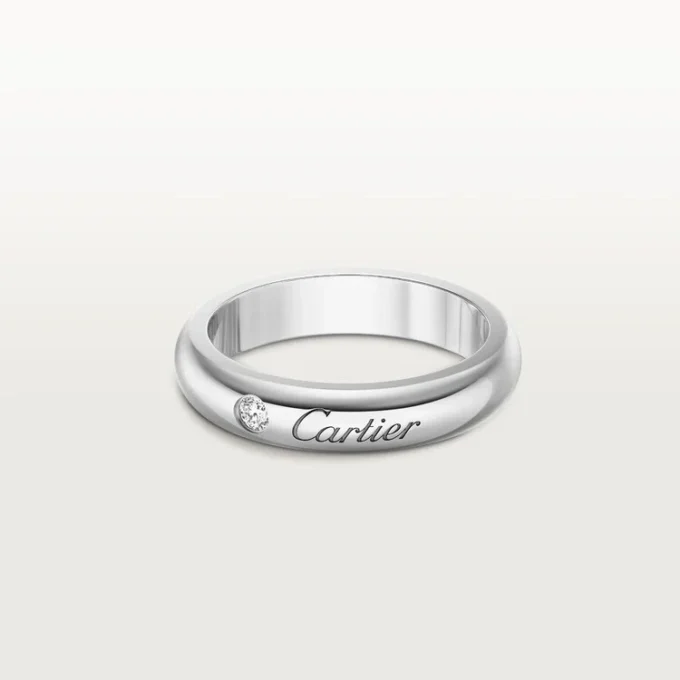 C De Cartier Wedding Band, 4 Mm Width, 1 Diamond