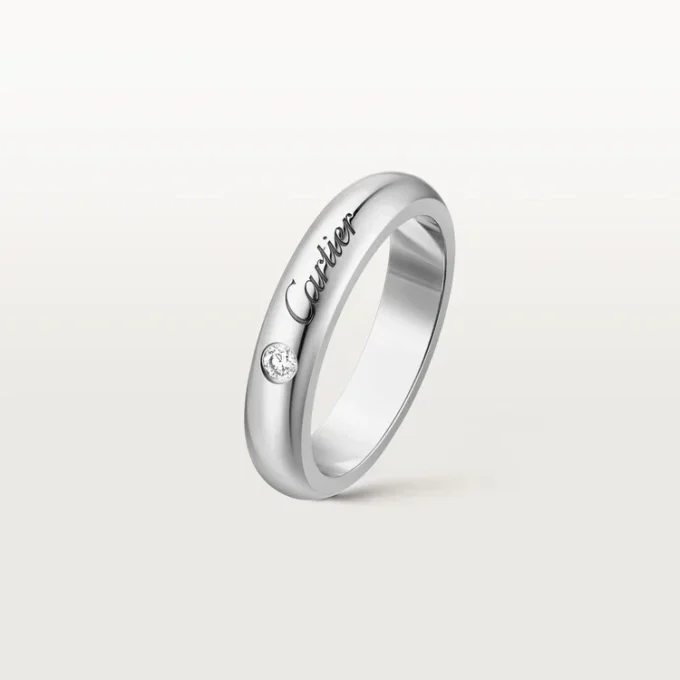 C De Cartier Wedding Band, 4 Mm Width, 1 Diamond
