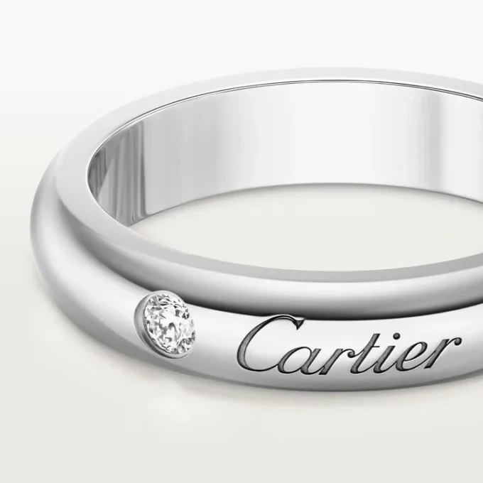 C De Cartier Wedding Band, 4 Mm Width, 1 Diamond