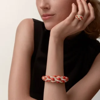 Cartier Libre Tressage Ring, Coral