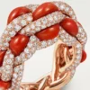 Cartier Libre Tressage Ring, Coral