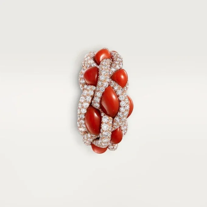 Cartier Libre Tressage Ring, Coral