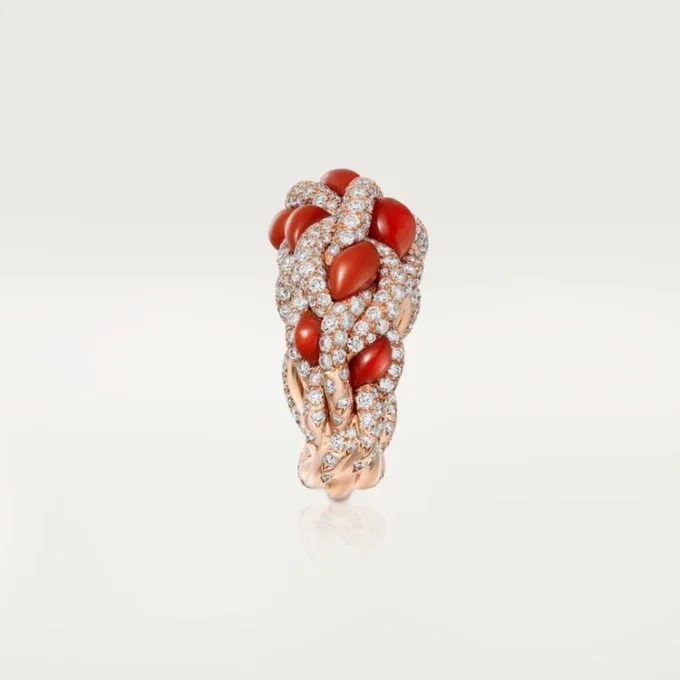 Cartier Libre Tressage Ring, Coral