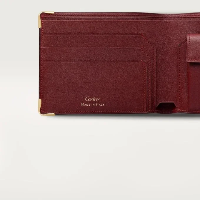 Coin/Banknote/Burgundy Calfskin, Golden Finish – Cartier