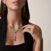En Equilibre Earrings, Emerald, Paved