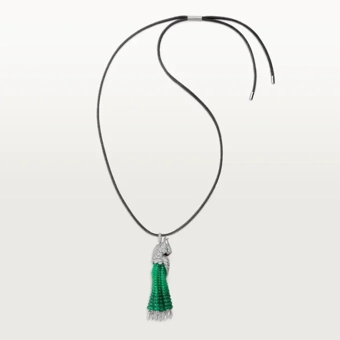 Faune Et Flore De Cartier Necklace, Emerald Beads, Paved