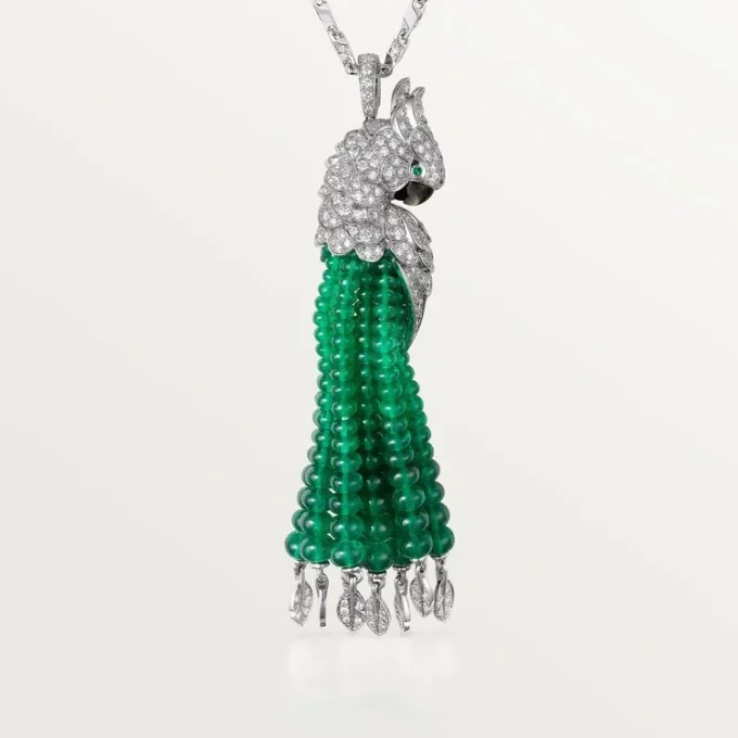 Faune Et Flore De Cartier Necklace, Emerald Beads, Paved