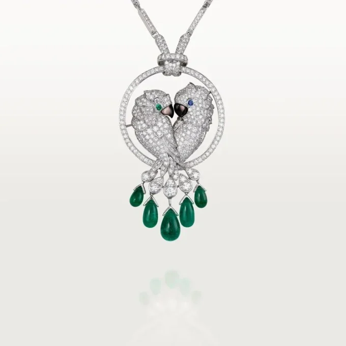 Faune Et Flore De Cartier Necklace, Emerald Drops, Paved