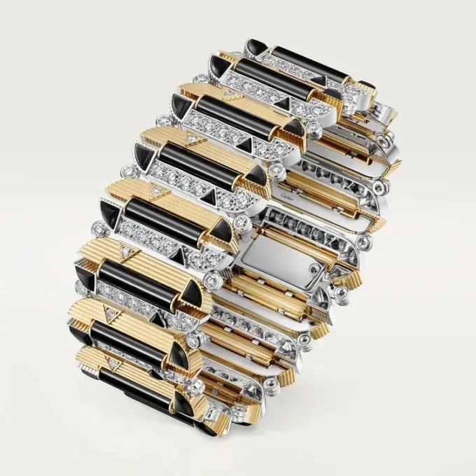 Geometrie & Contrastes Bracelet, Onyx, Paved