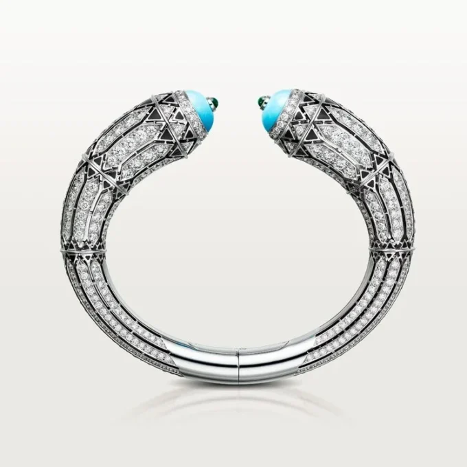 Geometrie & Contrastes Bracelet, Turquoise, Paved