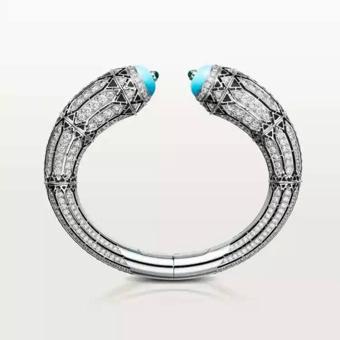Geometrie & Contrastes Bracelet, Turquoise, Paved