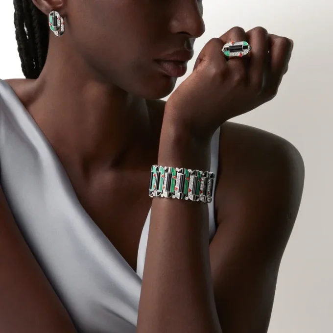 Geometrie & Contrastes Bracelet, Chrysoprase, Paved Geometrie & Contrastes Bracelet, Chrysoprase, Paved