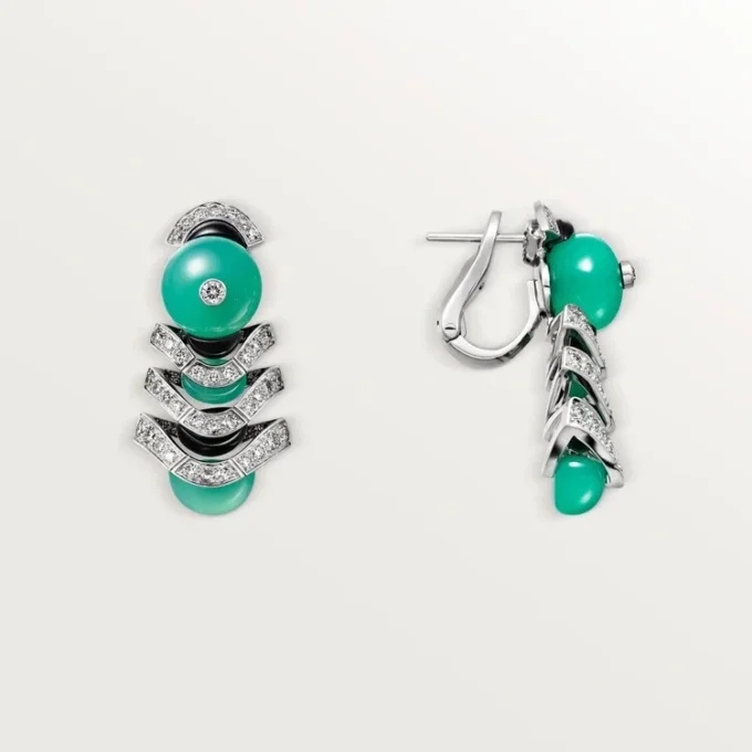 Geometrie & Contrastes Earrings, Chrysoprase, Paved Geometrie & Contrastes Earrings, Chrysoprase, Paved