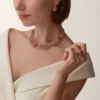 Geometrie & Contrastes Earrings, Coral, Paved Geometrie & Contrastes Earrings, Coral, Paved