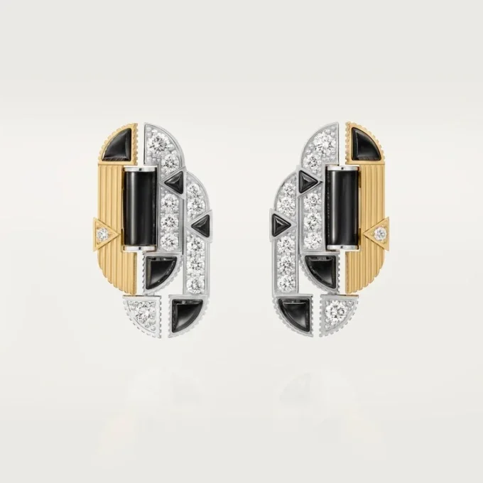Geometrie & Contrastes Earrings, Onyx, Paved