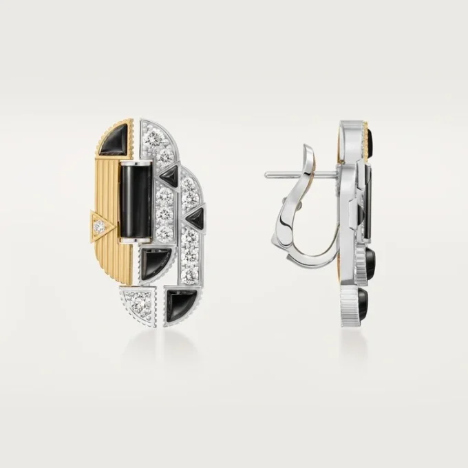 Geometrie & Contrastes Earrings, Onyx, Paved
