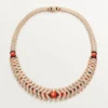 Geometrie & Contrastes Necklace, Coral, Paved Geometrie & Contrastes Necklace, Coral, Paved