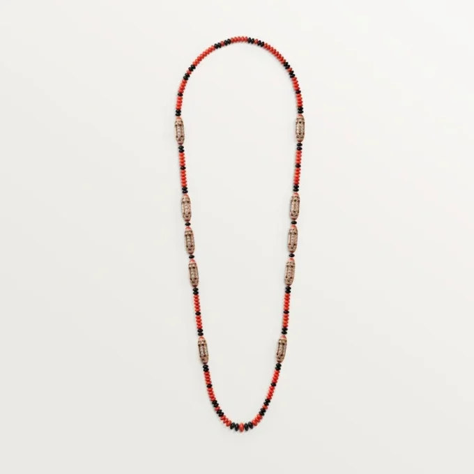 Geometrie & Contrastes Necklace, Coral, Paved Geometrie & Contrastes Necklace, Coral, Paved