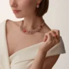 Geometrie & Contrastes Necklace, Coral, Paved Geometrie & Contrastes Necklace, Coral, Paved
