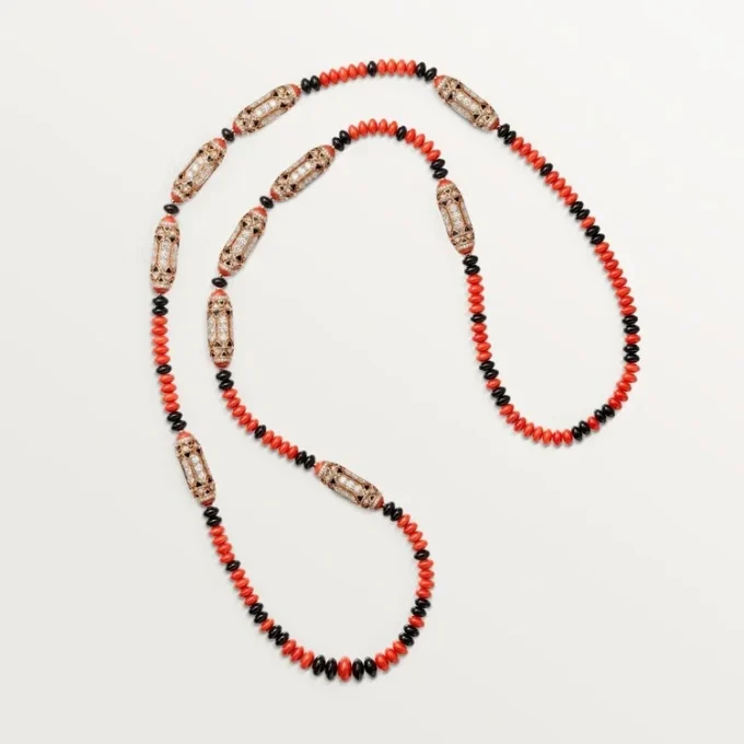Geometrie & Contrastes Necklace, Coral, Paved Geometrie & Contrastes Necklace, Coral, Paved