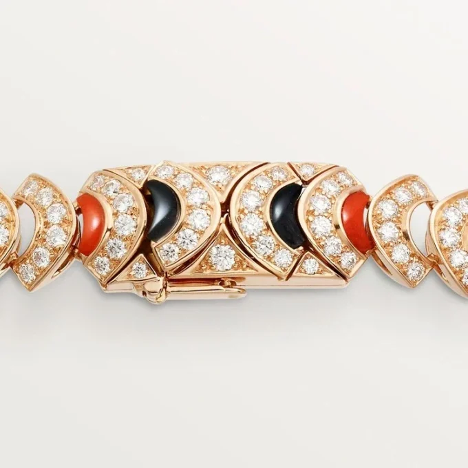 Geometrie & Contrastes Necklace, Coral, Paved Geometrie & Contrastes Necklace, Coral, Paved