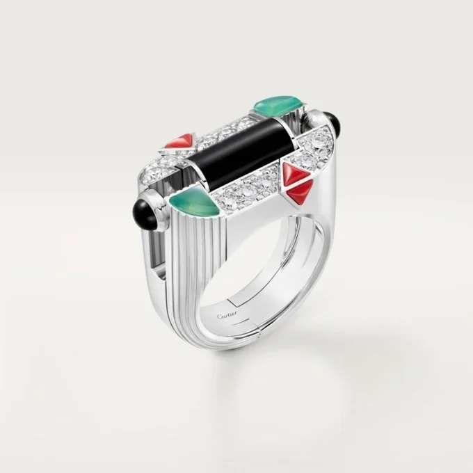 Geometrie & Contrastes Ring, Chrysoprase, Paved Geometrie & Contrastes Ring, Chrysoprase, Paved