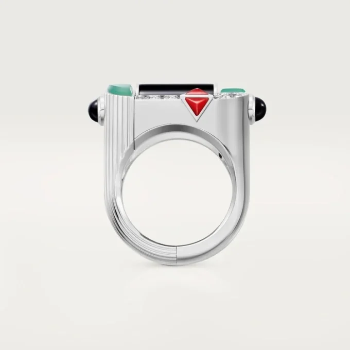 Geometrie & Contrastes Ring, Chrysoprase, Paved Geometrie & Contrastes Ring, Chrysoprase, Paved