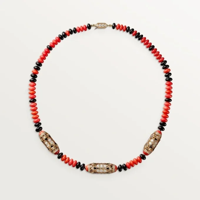 High Jewelry Necklace – Rose Gold, Coral, Onyx, Black Lacquer, Diamonds – Cartier High Jewelry Necklace – Rose Gold, Coral, Onyx, Black Lacquer, Diamonds – Cartier