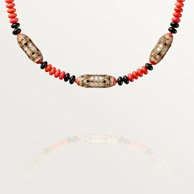 High Jewelry Necklace – Rose Gold, Coral, Onyx, Black Lacquer, Diamonds – Cartier High Jewelry Necklace – Rose Gold, Coral, Onyx, Black Lacquer, Diamonds – Cartier