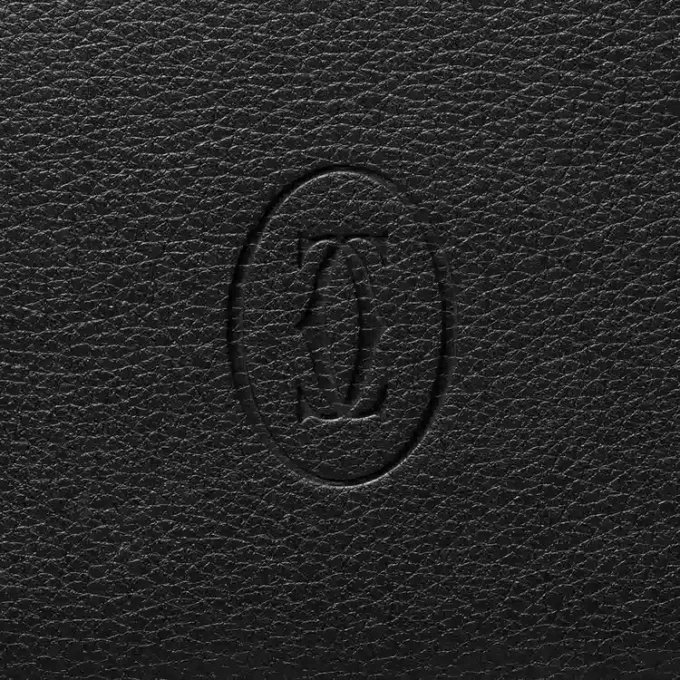International Wallet with Gussets, Must De Cartier – Black Calfskin, Stainless Steel Finish – Cartier