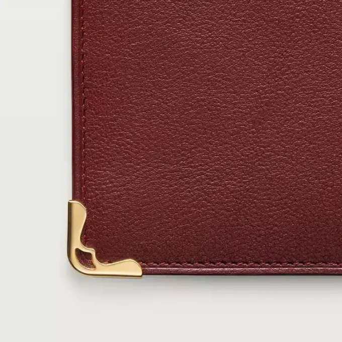 International Wallet with Gussets, Must De Cartier – Burgundy Calfskin, Golden Finish – Cartier