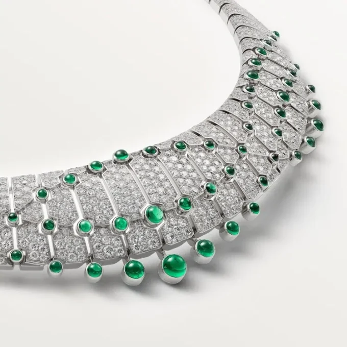 Le Voyage Recommence Necklace, Emerald, Paved