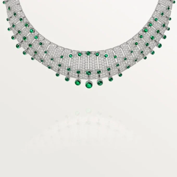 Le Voyage Recommence Necklace, Emerald, Paved