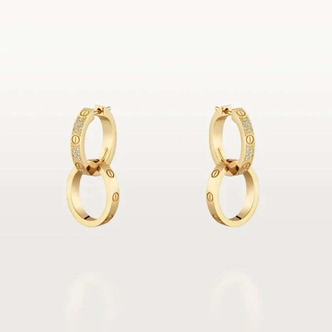 Love Earrings, Multiwear, Half-Paved Love Earrings, Multiwear, Half-Paved
