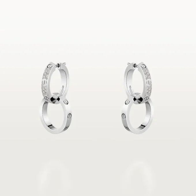 Love Earrings, Multiwear, Half-Paved Love Earrings, Multiwear, Half-Paved