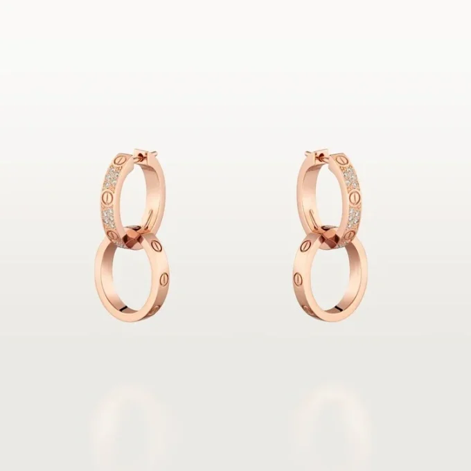 Love Earrings, Multiwear, Half-Paved Love Earrings, Multiwear, Half-Paved