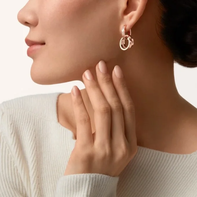 Love Earrings, Multiwear, Half-Paved Love Earrings, Multiwear, Half-Paved