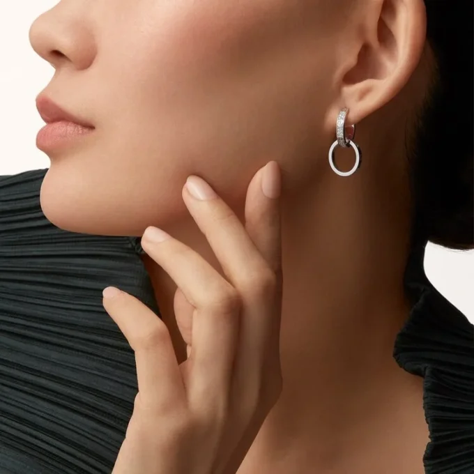 Love Earrings, Multiwear, Half-Paved Love Earrings, Multiwear, Half-Paved