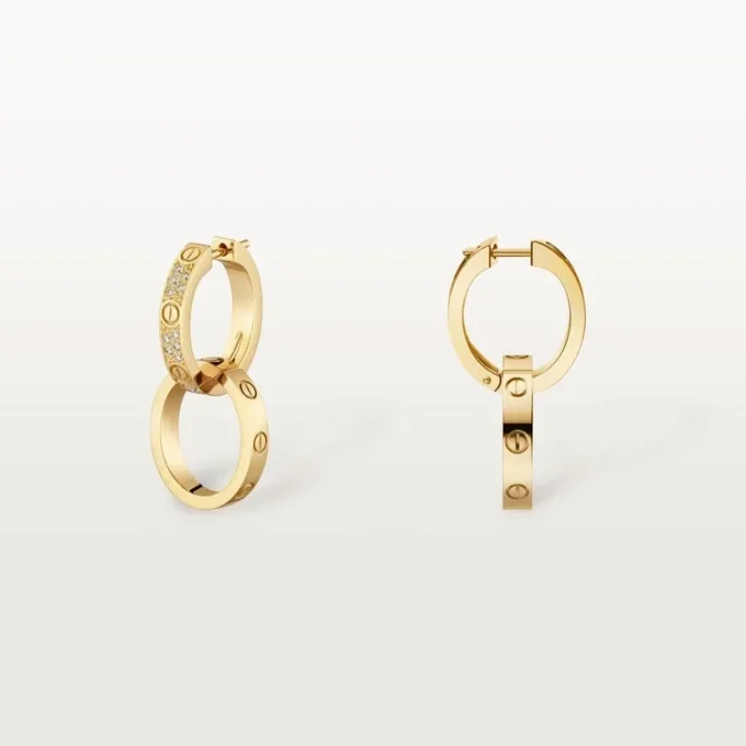 Love Earrings, Multiwear, Half-Paved Love Earrings, Multiwear, Half-Paved