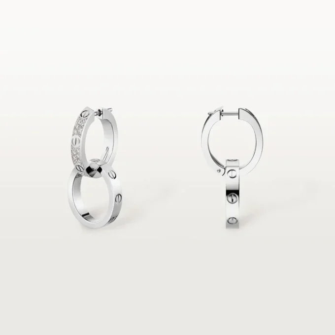 Love Earrings, Multiwear, Half-Paved Love Earrings, Multiwear, Half-Paved