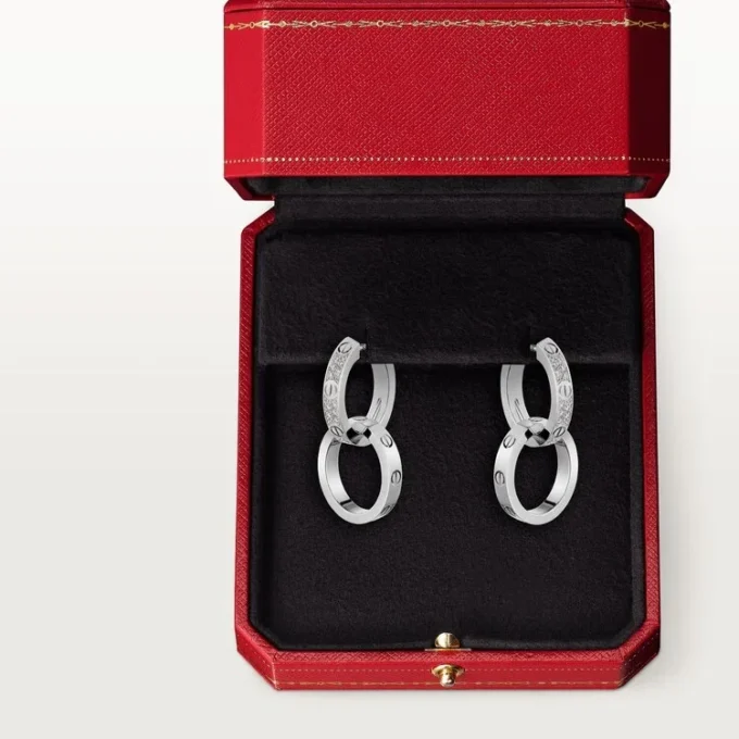 Love Earrings, Multiwear, Half-Paved Love Earrings, Multiwear, Half-Paved