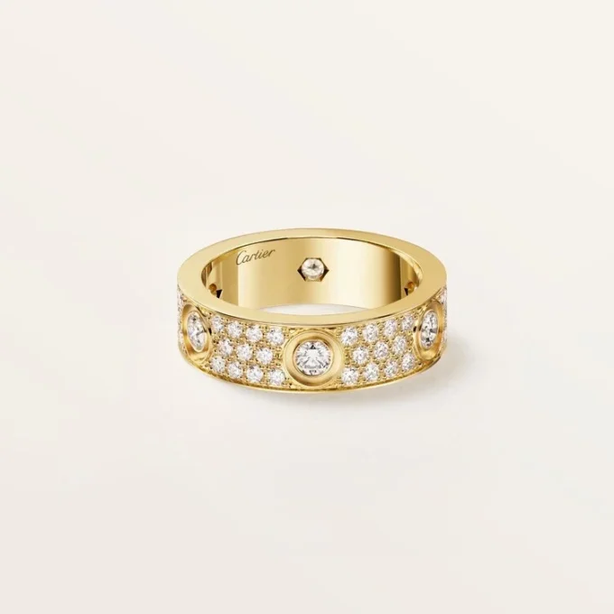 Love Ring, Classic Model, Paved, 6 Diamonds Love Ring, Classic Model, Paved, 6 Diamonds